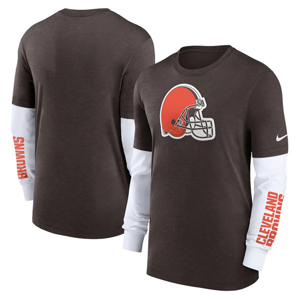Men's Cleveland Browns Heather Brown Slub Fashion Long Sleeve T-Shirt